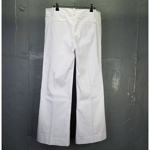 Sandro Studio Pants Women's Sz 10 Wide Leg Flare White Trouser Cotton Stretch - Picture 7 of 16